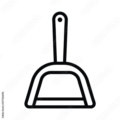 Dustpan With Handle Outline Vector Illustration