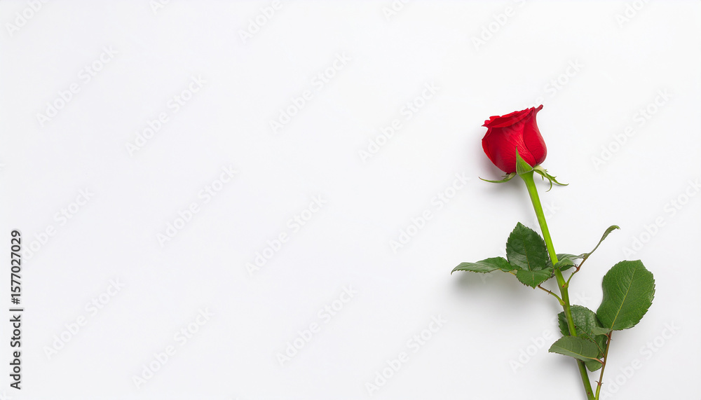 Obraz premium A red rose flower on isolated white background.