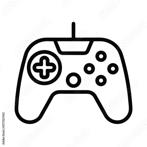 Game Controller With Buttons Outline Vector Illustration