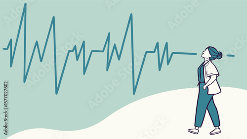 Healthcare professional analyzing ekg heart rhythm strip in medical setting for diagnosis and treatment