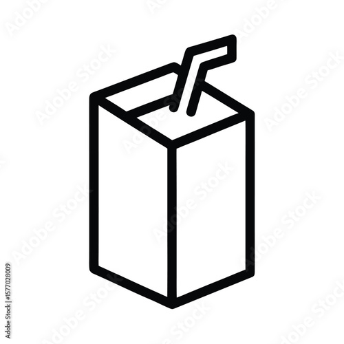 Juice Carton Outline Vector Illustration
