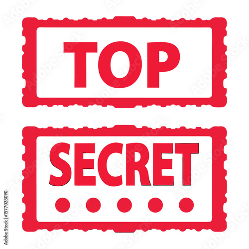 Red top secret stamp with five red dots below secret text silhouette