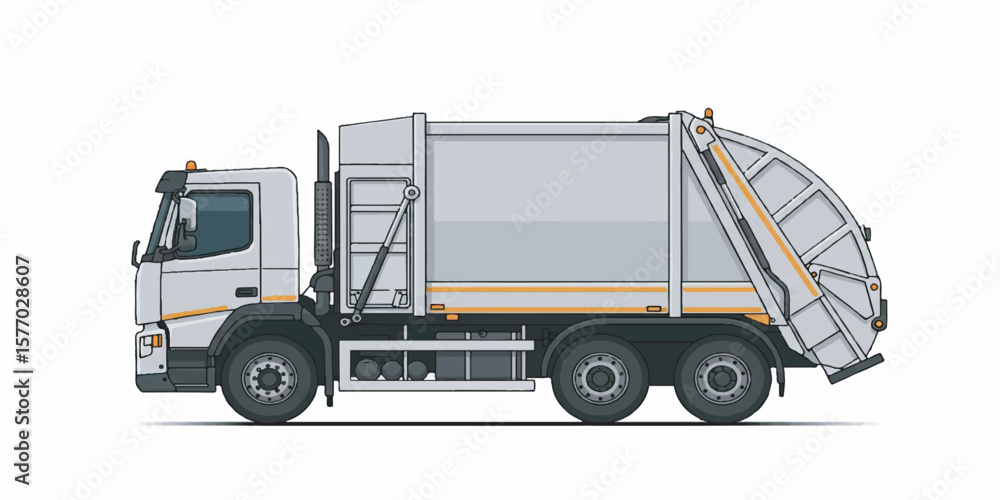 Fototapeta premium Modern Garbage Truck Vector Illustration with Clean Lines