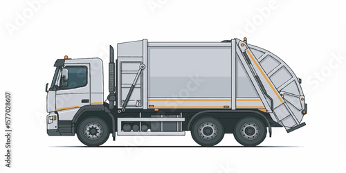 Modern Garbage Truck Vector Illustration with Clean Lines