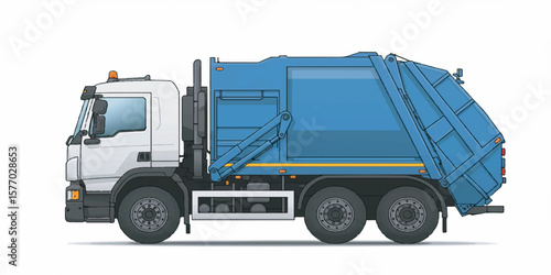 High-quality vector illustration of a modern garbage truck in side view
