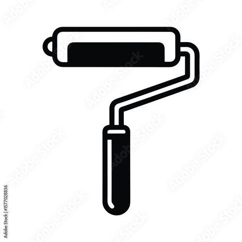 Paint Roller Outline Vector Illustration