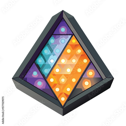 Illuminated geometric puzzle pyramid with colorful lights