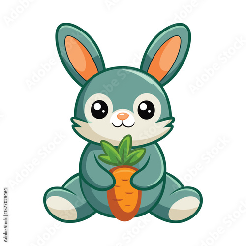 Cute cartoon rabbit holding a carrot
