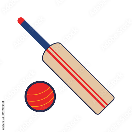 Cricket bat and ball illustration