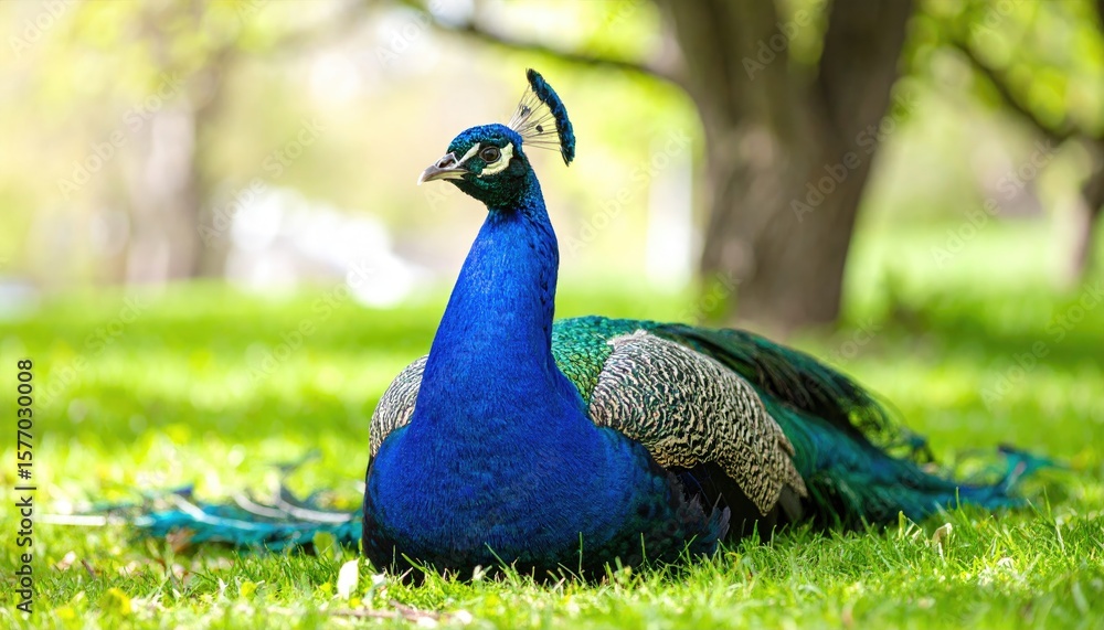 Obraz premium Peacock resting in a park