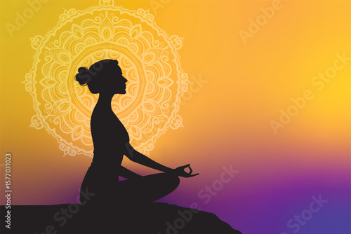 Silhouettes of woman doing exercise fitness gym meditation yoga poses stretch exercise. Flat vector illustration