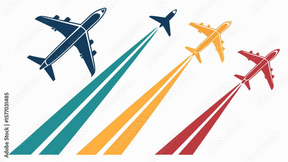 Fototapeta premium Airplanes flying high vector art for travel and tourism industry promotional materials and designs free download