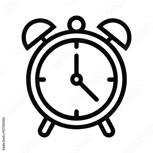 Clock With Alarm And Snooze Outline Vector Illustration