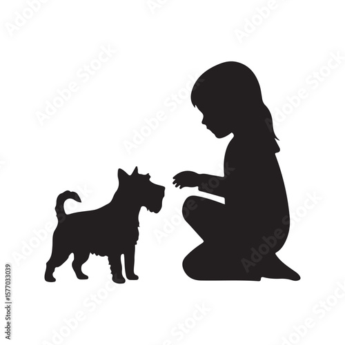 Wallpaper Mural Dog and child silhouette vector flat illustration design Torontodigital.ca