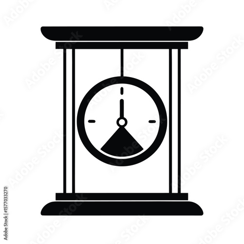 Clock With Pendulum Outline Vector Illustration