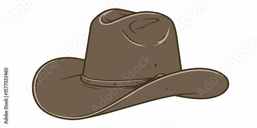 High-quality vector of a traditional cowboy hat with curved brim and creased crown