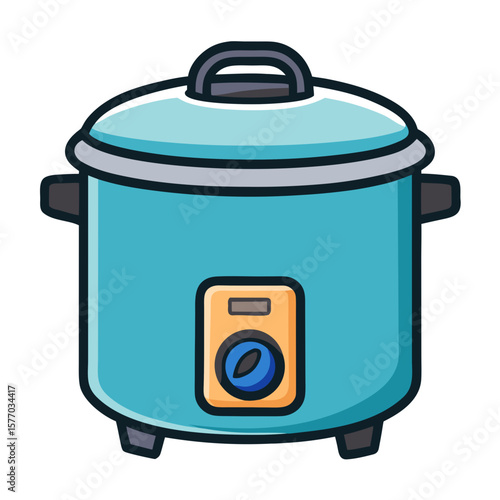 A rice cooker vector, ideal for meal prep, healthy eating, or Asian cuisine illustrations.