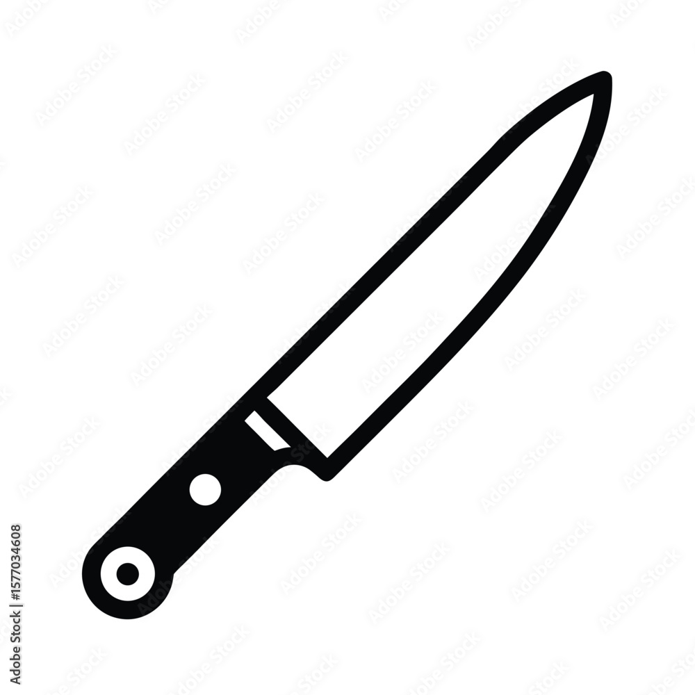 Obraz premium Cutting Knife Outline Vector Illustration