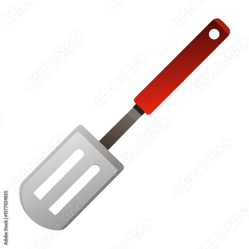 A metal spatula vector, designed for flipping or frying illustrations. Sleek, flat design for kitchen scenes.