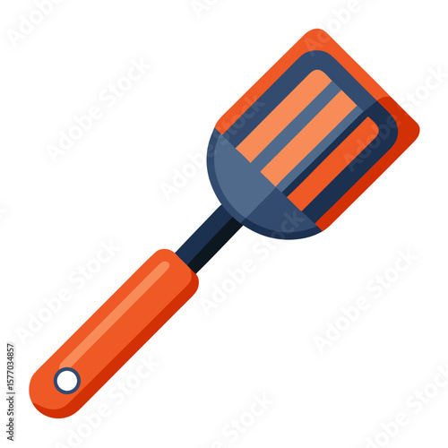 A rubber spatula in vector art style, commonly used in baking or mixing scenes. Flexible head, soft-touch visuals.