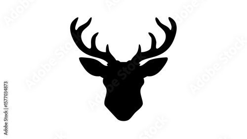 Deer Head Silhouette Vector – Minimal Antler Wildlife Graphic Art