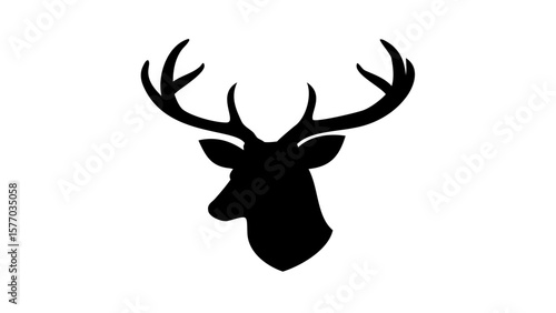Stag Head Silhouette Vector – Antler Wildlife Deer Graphic Icon