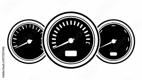 Automotive gauge cluster dashboard speedometer tachometer vector illustration design element for car enthusiasts