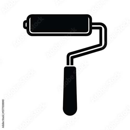 Paint Roller Outline Vector Illustration