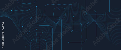 Abstract digital AI circuit board background with tech icons. Digital technology motherboard texture design. Engineering circuit board concept for poster, header, banner, website, presentation