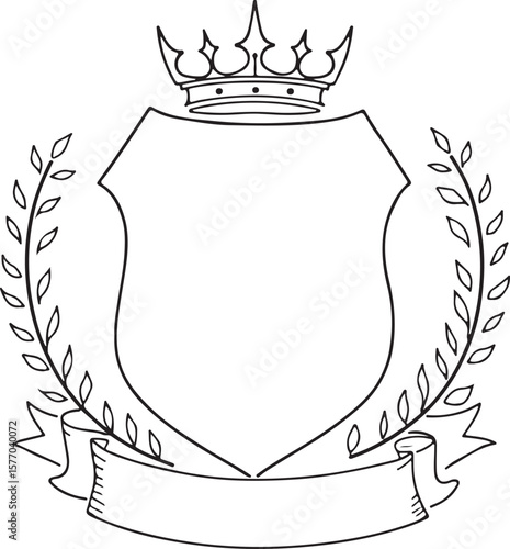 Shield & Stock black silhouette design vector: