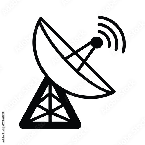 Satellite Antenna Outline Vector Illustration