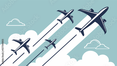 Airplane travel vector illustration of commercial aviation and air transport design concept for flight 100 char