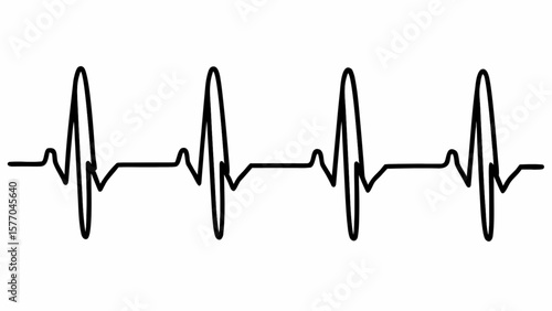 Heartbeat ekg line vector illustration for medical health concept and cardiology diagnostic 100 bpm rate