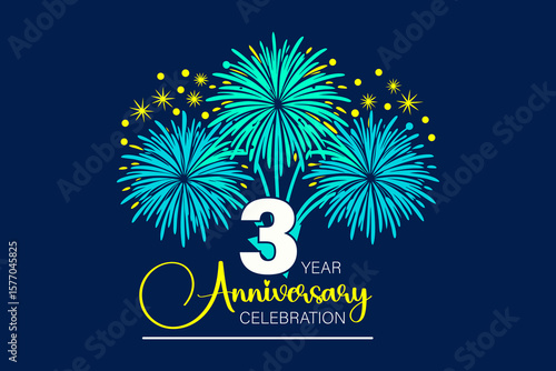 3 years anniversary celebration emblem. congratulations anniversary calligraphy background. Celebrate with new style. 