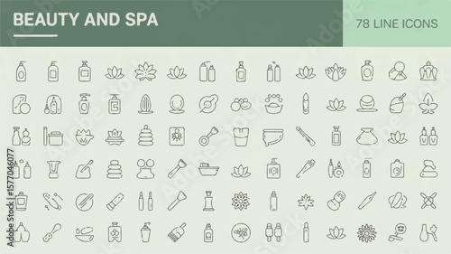 Beauty spa line art icons minimalist
