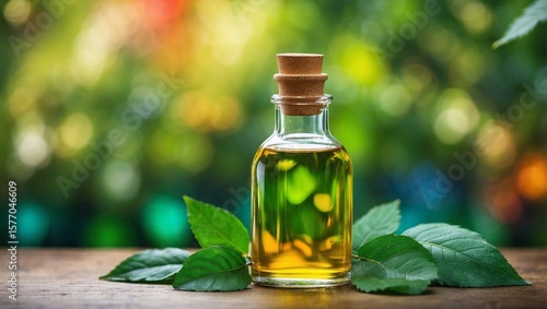 Glass Bottles Nestled Among Green Leaves