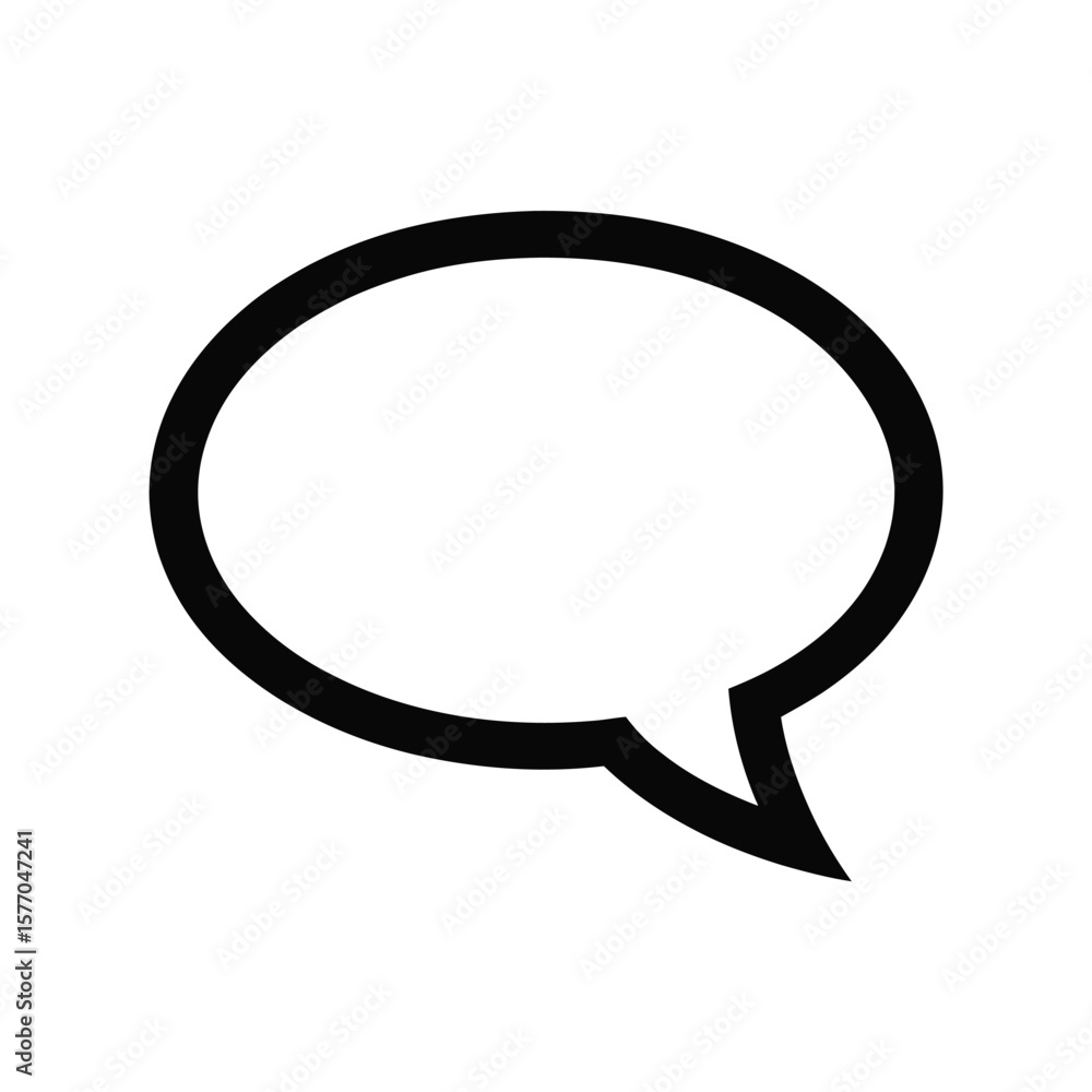 Black Outlined Speech Bubble Icon on White Background Simple Minimalist Vector Graphic Design Element for Communication Conversation Dialogue Chat Message Concept Black Outlined Speech Bubble Icon on White Background Simple Minimalist Vector Graphic Design Element for Communication Conversation Dialogue Chat Message Concept