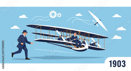 Celebrating National Aviation Day A 1903 Wright Brothers Flight Illustration