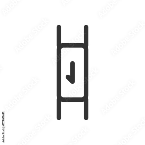 Simple downward arrow icon on a vertical orientation  