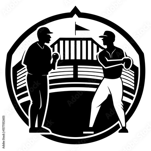 Baseball batter pitcher stadium duel vector