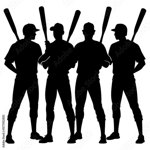 Baseball players standing with bats team athletes