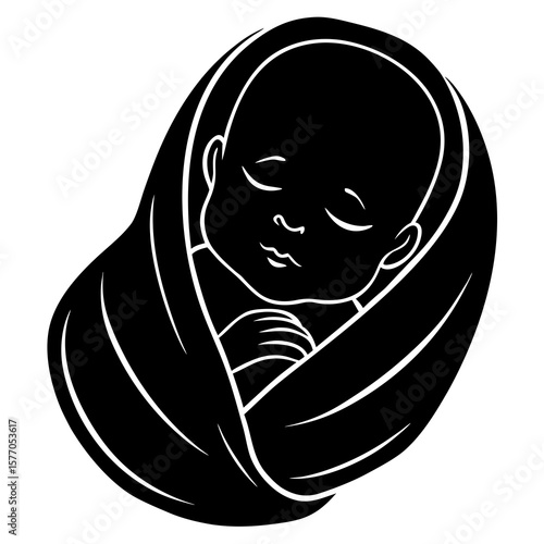 Peaceful baby sleeping wrapped in blanket infant