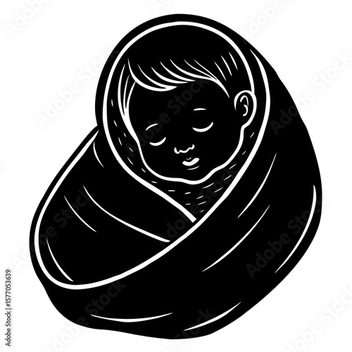 Sleeping baby wrapped in blanket infant newborn