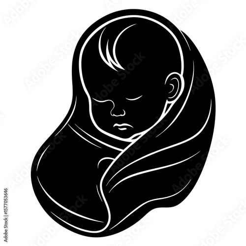 Sleeping baby wrapped in blanket swaddled infant