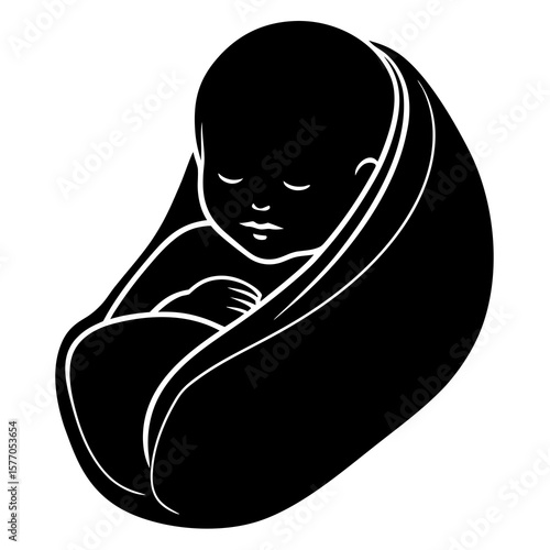 Sleeping baby wrapped in blanket infant