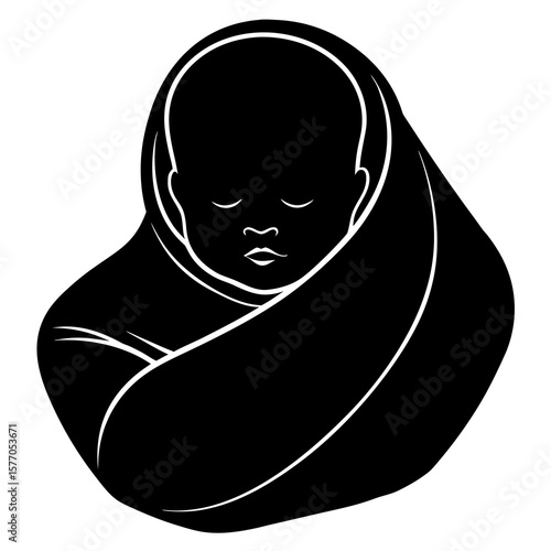Sleeping baby wrapped in blanket swaddled peaceful
