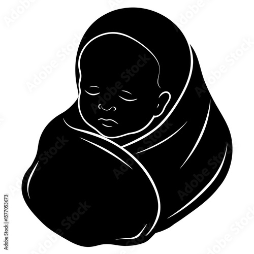 Sleeping infant wrapped in blanket baby