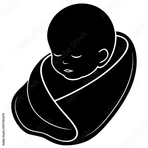 Sleeping baby wrapped in blanket swaddled infant