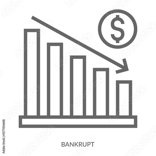Bankrupt Icon Line Style. Design Vector Illustration