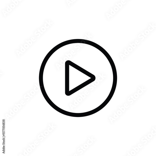 Free Download Black outlined play button icon inside a black outlined circle on a white background simple minimalist design vector graphic - GFXLoad